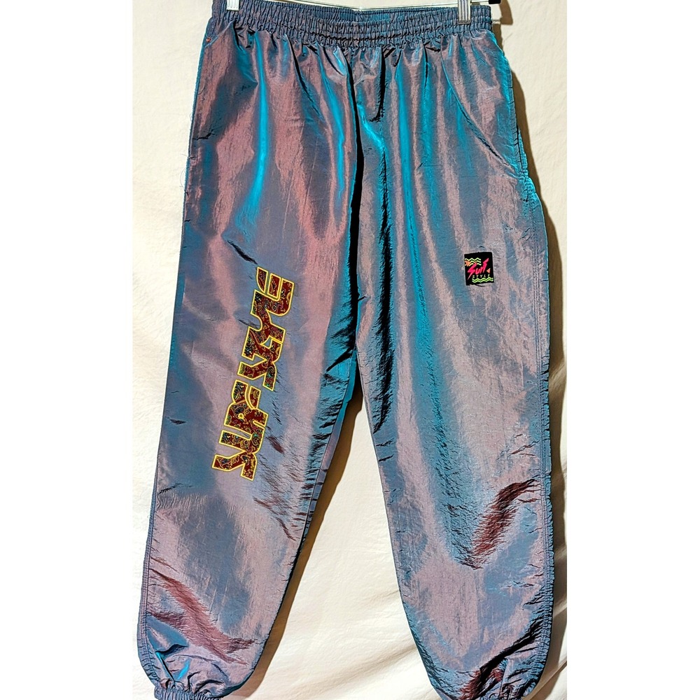 Vintage Surf Style Windbreaker Track Pants XL USA Made 90s Iridescent Nylon